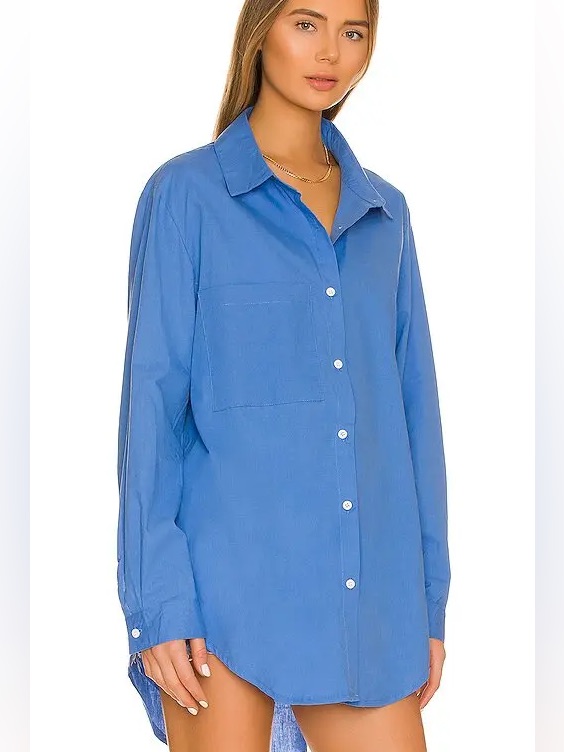 Sndys Bello Blue Button Up Top Sz 6